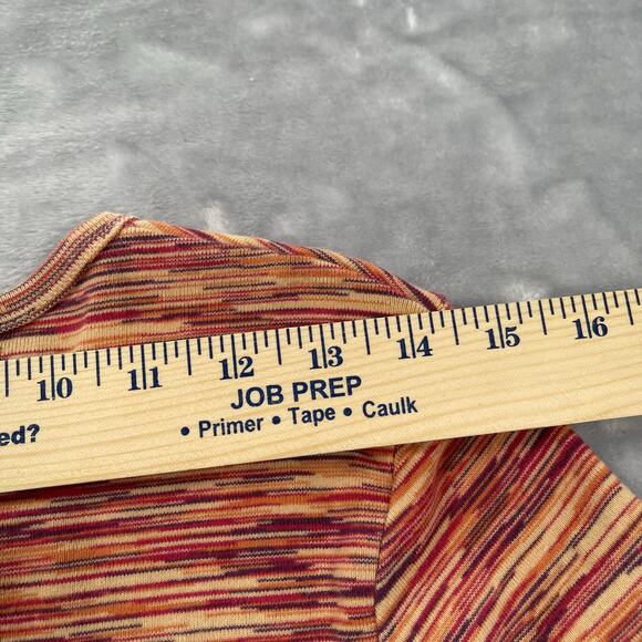 Lucky Brand Top Womens XL Orange Red Stripe Cotton Lace Up Neck Cuffs Y2K - Picture 10 of 16